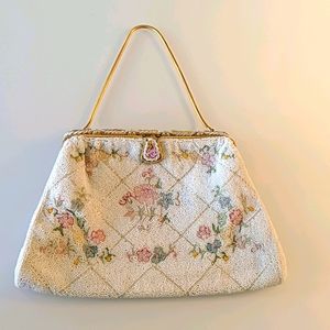 Mid Century Microbeaded Mother of Pearl Purse